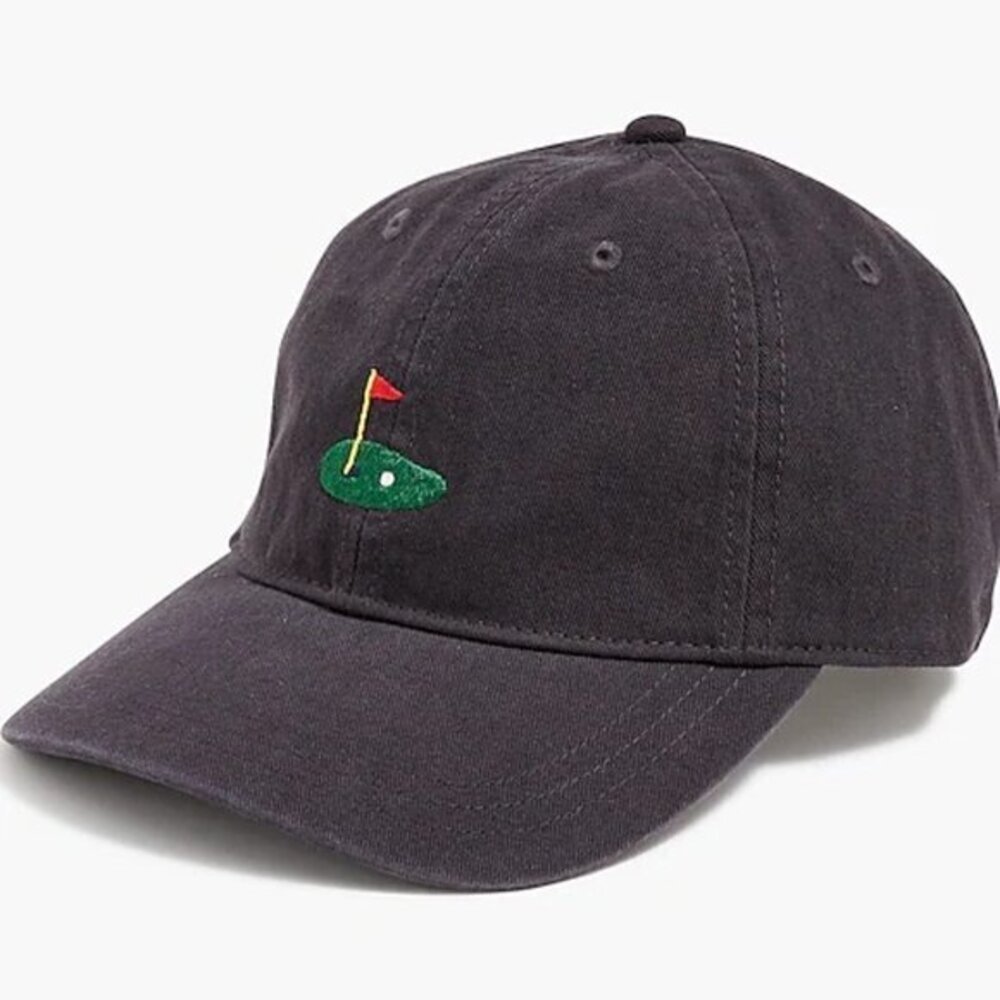 J Crew Men's Golf Graphic Embroired Hat Navy Adjustable Strap